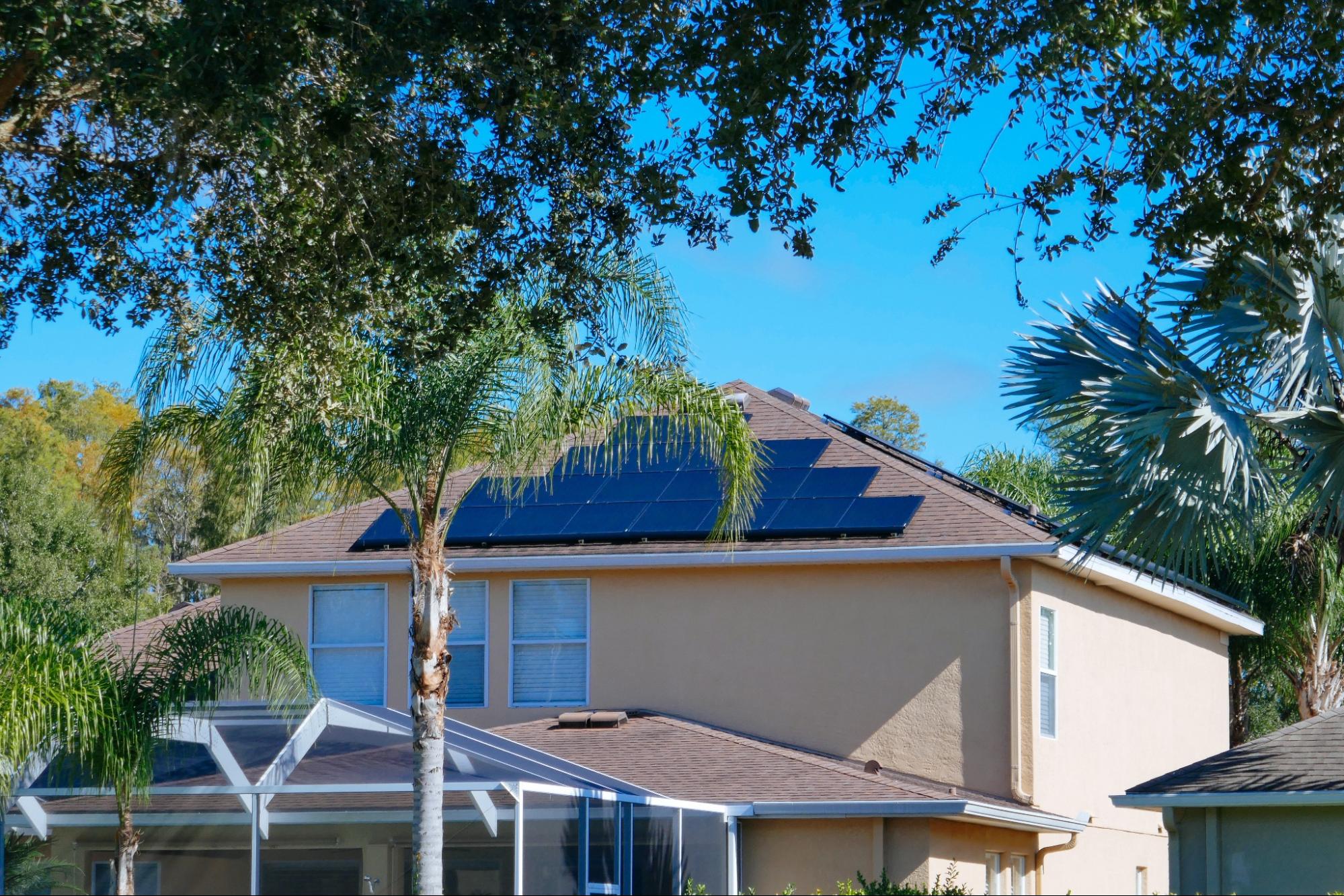 Solar panels on roof in Florida